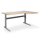 Höj och sänkbart hörnskrivbord Dallas, höger, LxB 1800x1200 mm, ek/silver