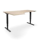 Höj och sänkbart hörnskrivbord Atlanta, vänster, LxB 1800x1200 mm, ek/svart