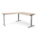 Höj och sänkbart hörnskrivbord Atlanta, vänster, LxB 1800x2000 mm, ek/silver