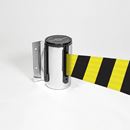 Avspärrningsband Tensabarrier väggmodell 4,6 m, hus: krom, band: svart/gul