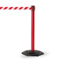Avspärrningsstolpe med band Uald, med 3,6 m band, röd med röd-vit band, 2 st/fp
