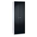 Plåtskåp med 4 hyllplan och 1 garderob, svart, BxDxH 600x500x1800 mm
