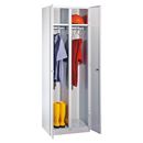 Plåtskåp med 2 garderober, BxDxH 600x500x1800 mm, ljusgrå dörrar