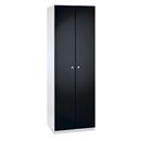 Plåtskåp med 2 garderober, BxDxH 600x500x1800 mm, svarta dörrar