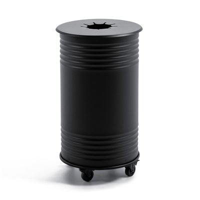 Avfallsbehållare Tin, H 600 mm, hjul, singel, lock för pant, svart
