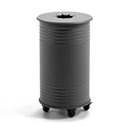 Avfallsbehållare Tin, H 600 mm, hjul, singel, lock för pant, grå