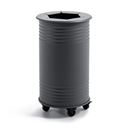 Avfallsbehållare Tin, H 600 mm, hjul, singel, lock för brännbart, grå