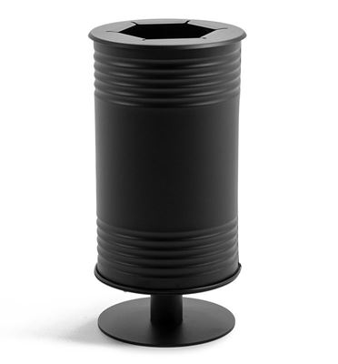 Avfallsbehållare Tin, H 650 mm, pelarfot, singel, lock för brännbart, svart
