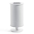 Avfallsbehållare Tin, H 650 mm, pelarfot, singel, lock för brännbart, vit