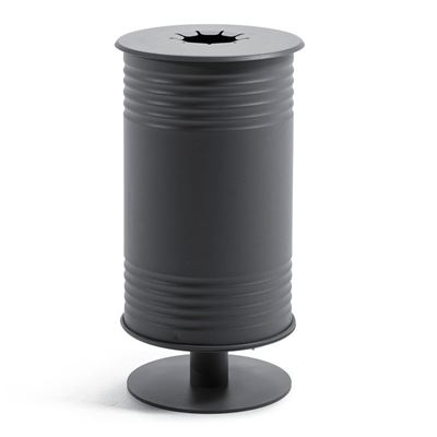 Avfallsbehållare Tin, H 650 mm, pelarfot, singel, lock för pant, grå