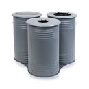 Avfallsbehållare Tin, H 600 mm, hjul, trippel, med lock, grå