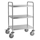 Serveringsvagn Rostfri, 3 hyllplan, helsvetsad, max 200 kg, LxB 650x440 mm
