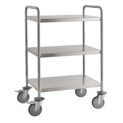 Serveringsvagn Rostfri, 3 hyllplan, helsvetsad, LxB 1050x550 mm