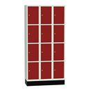 Elevskåp Sonesson Flex, 12 dörrar i 3 skåp, BxDxH 900x400x1900 mm, röd/vit