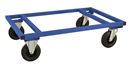Pallvagn Låg, för halvpall, massiva gummihjul, blå