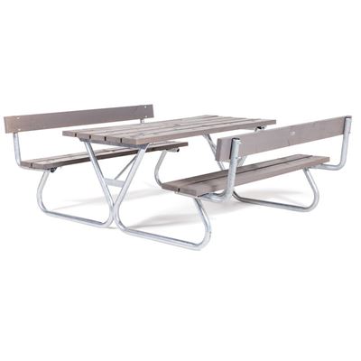 Picknickbord Robust med rygg, LxBxH 1750x1800x730 mm, grå