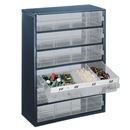 Sortimentskåp i plåt, 6 lådor, djup 150 mm