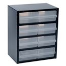 Sortimentskåp i plåt, 8 lådor, djup 250 mm