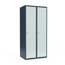 Klädskåp Fydor SMG, BxDxH 800x550x1752 mm, 2 dörrar i 2 skåp, plant tak, ljusgrå/grå