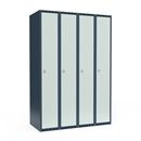 Klädskåp Fydor SMG, BxDxH 1200 x550x1752 mm, 4 dörrar i 4 skåp, plant tak, ljusgrå/grå