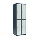 Klädskåp Fydor SMG, BxDxH 600x550x1752 mm, 4 dörrar i 2 skåp, plant tak, ljusgrå/grå