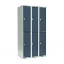Klädskåp Fydor SMG, BxDxH 900x550x1752 mm, 6 dörrar i 3 skåp, plant tak, grå/ljusgrå