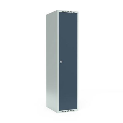Klädskåp Fydor SMG, BxDxH 400x550x1752 mm, 1 dörr i 1 skåp, plant tak, grå/ljusgrå