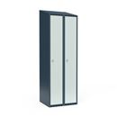 Klädskåp Fydor SMG, 600x 550x1900 mm, 2 dörrar i 2 skåp , sluttande tak, ljusgrå/grå