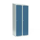 Klädskåp Fydor SMG, 800x 550x1900 mm, 2 dörrar i 2 skåp , sluttande tak, blå/ljusgrå