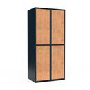 Klädskåp Fydor FFF, BxDxH 800x550x1752 mm, 4 dörrar i 2 skåp, plant tak, ant/ek