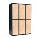 Klädskåp Fydor FFF, BxDxH 1200 x550x1752 mm, 6 dörrar i 3 skåp, plant tak, ant/björk