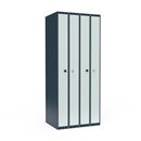 Klädskåp Fydor SMC med pardörrar, 2 platser 200+200 mm, plant tak, ljusgrå/grå