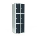 Elevskåp Fydor SMG, BxDxH 600x550x1752 mm, 6 dörrar i 2 skåp, plant tak, ant/ljusgrå