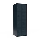 Elevskåp Fydor SMG, BxDxH 600x550x1752 mm, 8 dörrar i 2 skåp, plant tak, antracit