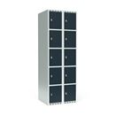 Elevskåp Fydor SMG, BxDxH 600x550x1752 mm, 10 dörrar i 2 skåp, plant tak, ant/ljusgrå