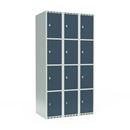 Elevskåp Fydor SMG, BxDxH 900x550x1752 mm, 12 dörrar i 3 skåp, plant tak, grå/ljusgrå