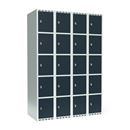 Elevskåp Fydor SMG, BxDxH 1200 550x1752 mm, 20 dörrar i 4 skåp, plant tak, ant/ljusgrå