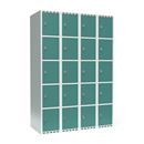 Elevskåp Fydor SMG, BxDxH 1200 550x1752 mm, 20 dörrar i 4 skåp, plant tak, grön/ljusgrå