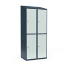 Klädskåp Fydor SMG, 800x 550x1900 mm, 4 dörrar i 2 skåp , sluttande tak, ljusgrå/grå