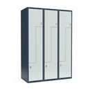 Z-skåp Fydor SMZ, BxDxH 1200x550x1752 mm, 6 dörrar i 3 skåp, plant tak, ljusgrå/grå