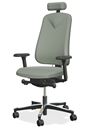 Kontorsstol Höganäs +390, tyg Cura, ljusgrön med nackstöd och armstöd