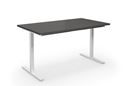 Bord DUO-T, rak skiva, LxB 1400x800 mm, mörkgrå/vit