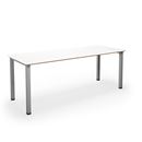Bord DUO-U Trend, rak skiva, runda hörn, LxB 2000x800 mm, vit/silver