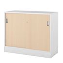 Skåp Chicago, med skjutdörrar, BxDxH 1215x400x948 mm, vit/björk