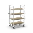 Hyllvagn Telma ESD, korta varianter, 4 länkhjul, 4 hyllor, LxBxH 815 x 470 x 1120 mm, 2 med broms, från 2 st