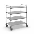 Rostfri serveringsvagn Nova, LxBxH 1070 x 670 x 1260 mm, lastyta 1000 x 600 mm, 4 hyllplan, lastkapacitet 160 kg