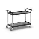 Rullbord Pelle, 2 hyllplan, lastkapacitet 200 kg, LxBxH 1100 x 520 x 950 mm, svart