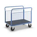 Plattformsvagn Lorena, med 2 gallersidor, LxB 1250 x 800 mm, massivgummihjul