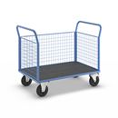 Plattformsvagn Lorena, med gallersida, 2 gallergavlar, LxB 1250 x 800 mm, massivgummihjul