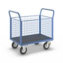 Plattformsvagn Lorena, med 4 gallerväggar, LxB 1050 x 700 mm, luftgummihjul